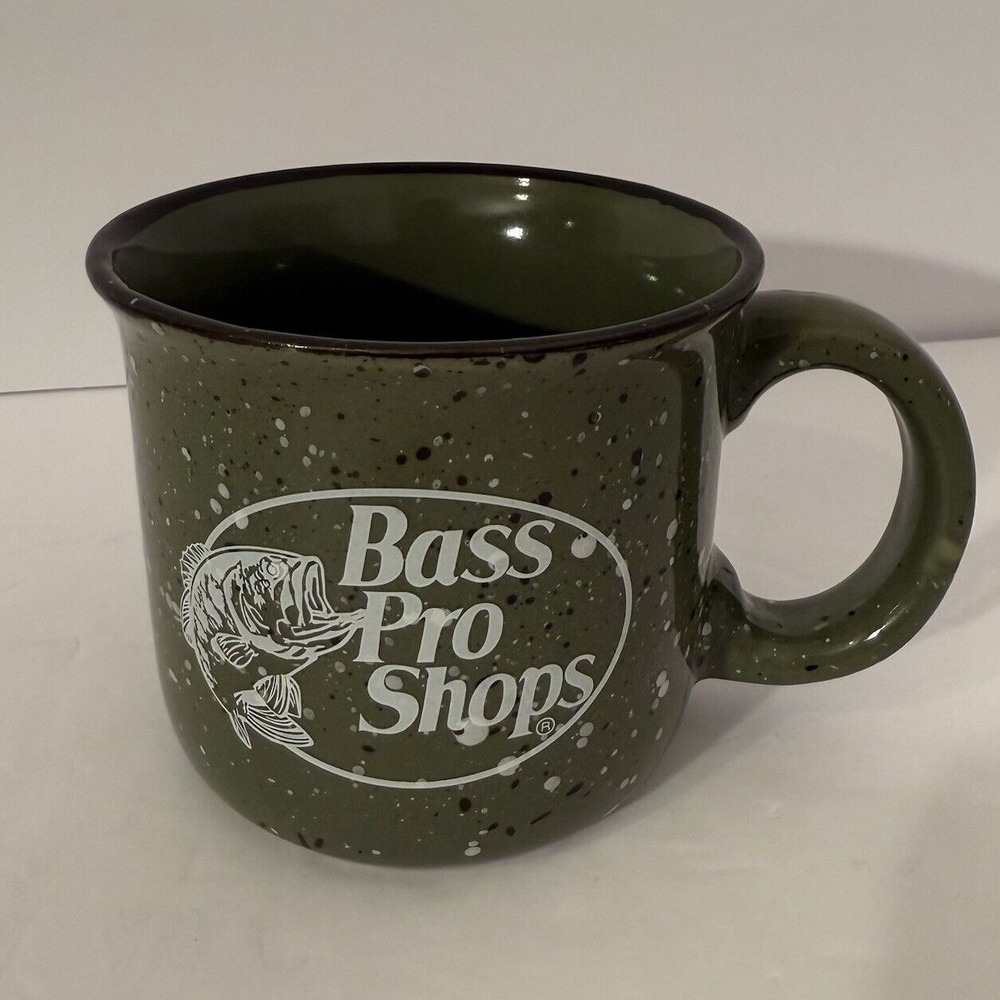 Bass‎ Pro Shop Forest Green Speckled Ceramic Coffee Mug-Camping Hunting Fishing